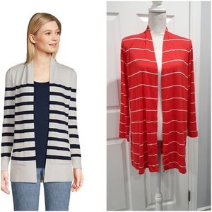 NWT Women's Supima Striped Open Cardigan